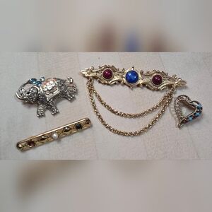 4 VINTAGE BROOCHES One Is  1928 Brand